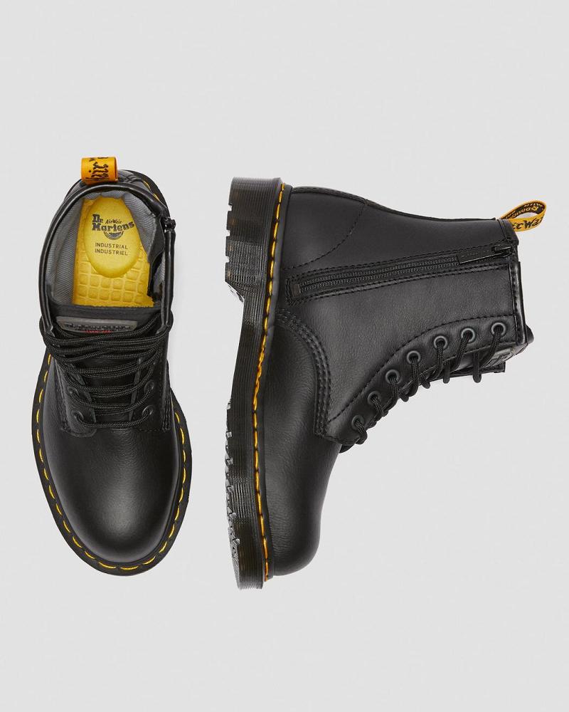 Women's Dr Martens Maple Zip Newark Steel Toe Work Boots Black | AU 400EBC